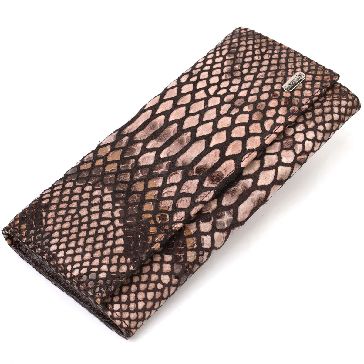 

Ультрастильний жіночий гаманець із фактурної натуральної шкіри з тисненням під змію CANPELLINI 21713 Різнокольоровий