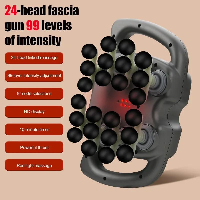Durable And Safe Fascia Gun 16-Head Muscle Massage Gun Professional Body Leg Back Shoulder Waist Fascia Gun High Frequency Vibration Massager Gun