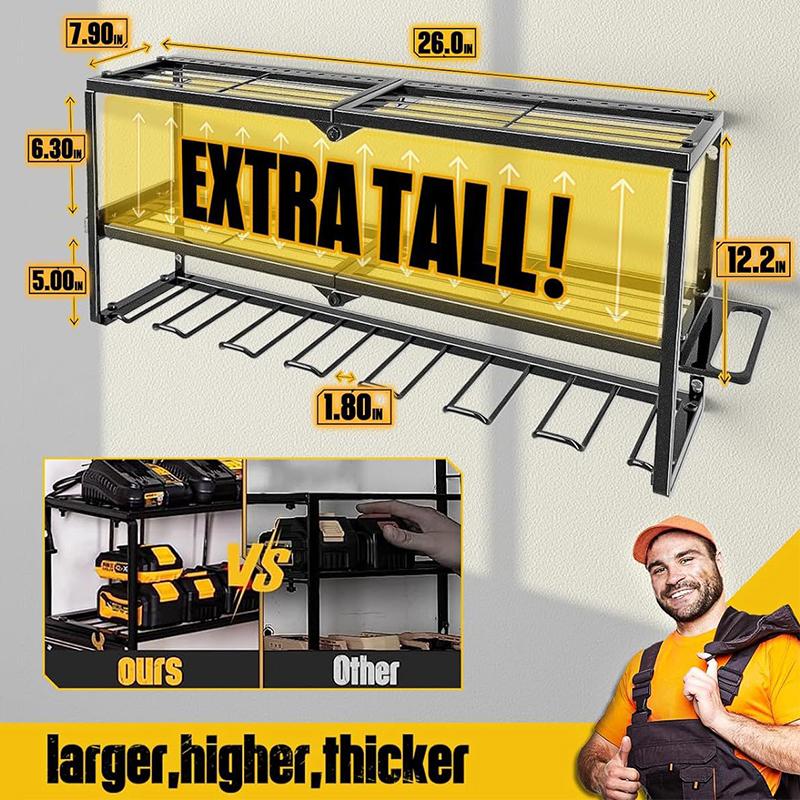 3-Layer Power Tool Rack Wall Mounted Handheld Electric Drill Tool Storage Holder Heavy Duty Floating Tool Shelf Garage Organizer