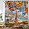 Retro Style Paris Tower Shower Curtain Bathroom Curtains European Flower Scenery Waterproof Polyeste Fabric Bathtub Decorate