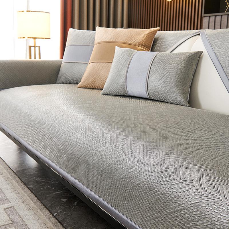 Ice Silk Sofa Cushion Leather Light Luxury Summer Mat Seat Cushion Simple Modern High-End Non-Slip Leather Sofa Cover