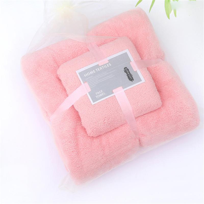 Thickened Coral Velvet Facial Towel +bath Towel Set Soft Absorbent Comfortable Gift Household Textiles Bathroom Supplies