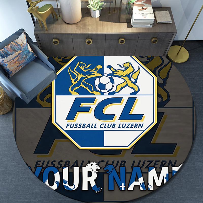 Custom Name FC Luzern Round Area Rug,Carpet Rug for Living Room Bedroom Sofa Playroom Decor,Non-slip Floor Mat
