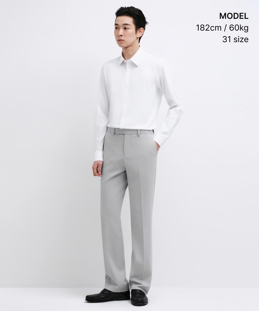 MUSINSA STANDARD Semi-Wide Hidden Banding Slacks [Light Gray]