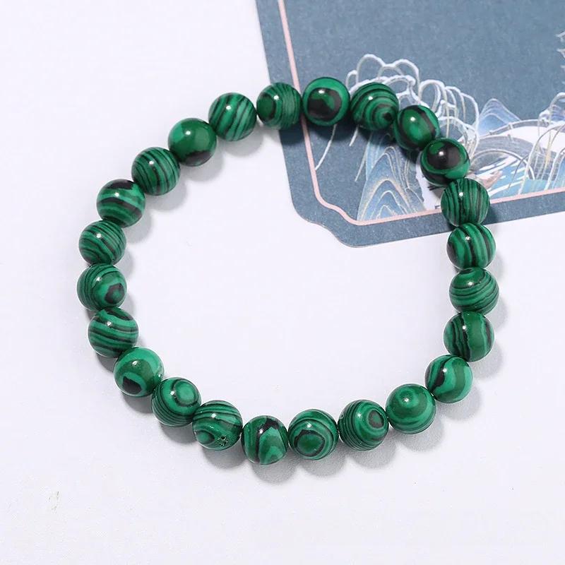 New Personality Simple Green and Black Stone Beaded Couple Bracelet for Women Men Bohemia Trendy Parry Bangle Friendship Gift