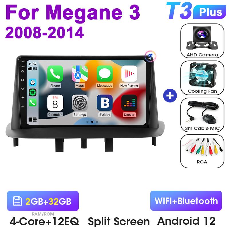 2 Din Android 12 Car Radio Multimedia Video Player For Renault Megane 3 Fluence 2008 - 2014 GPS 4G Carplay Auto Stereo RDS DVD