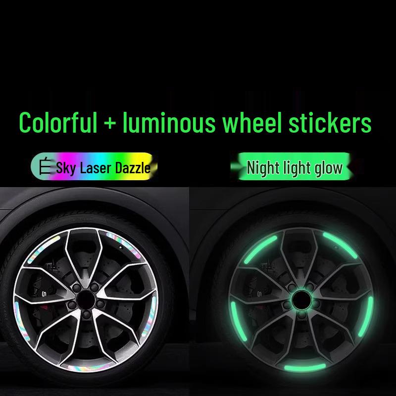 60-Piece Reflective Car Wheel Hub Decorative & Warning Stickers - Newcomer Special