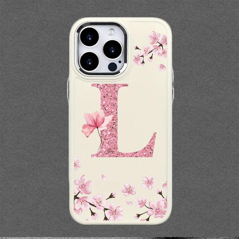 Cherry Blossom Letters Case,suitable for iPhone 16 15 14 13 12 11 Pro Max X XS XR