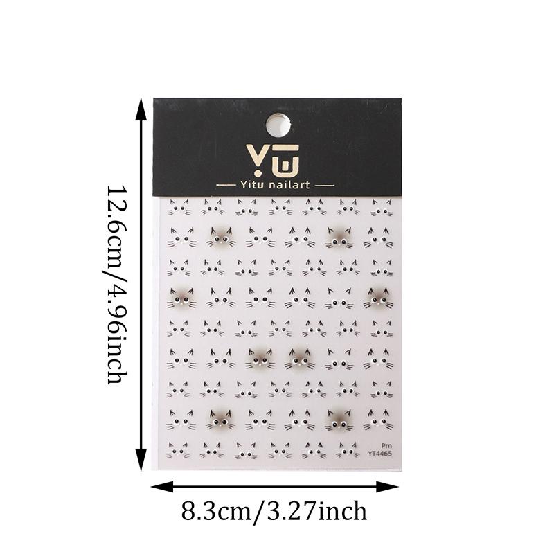 Söta Katt Nagelstickers Härlig Katt Nagel Slider Kawaii Katt Koreansk Stil 5D Dekaler DIY Manikyr Dekorationer