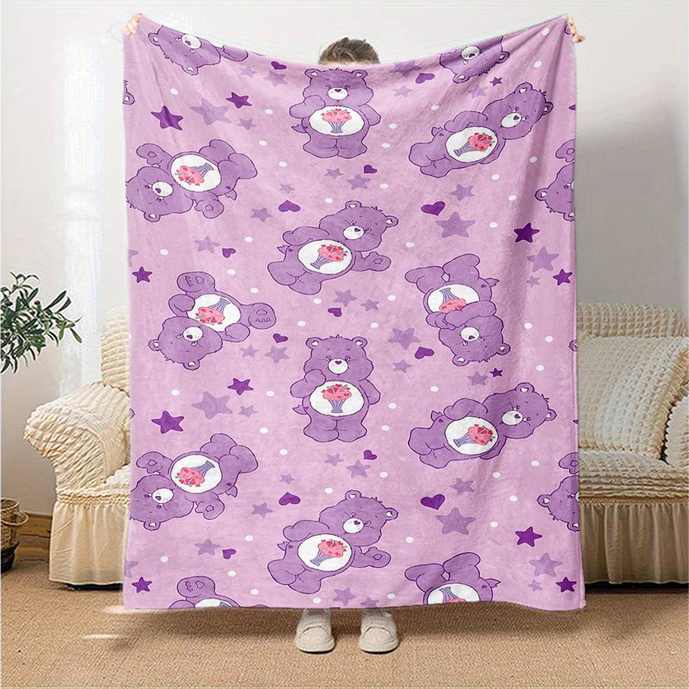 1pc Bear Cartoon blanket Lightweight Flannel Throw for Sofa Bed Travel Camping Livingroom Office Couch Chair