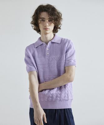 WHATEVERWEWANT Multi Pattern Polo Knit [Purple]