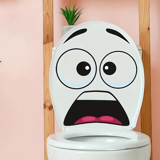 Rental Friendly Bathroom Decor Funny Big Mouth Meme Toilet Stickers, Self-Adhesive Toilets Cover Lid Vinyl Humorous Renovation Stickers Decals,