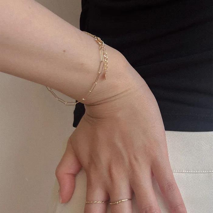 14k Double Chain Half Clip Bracelet