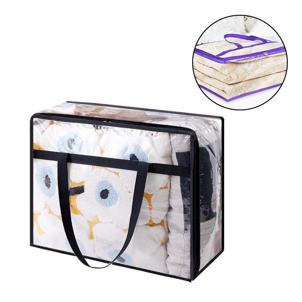 Large Capacity Clear Under Bed Storage Bag Container for Clothes Sheets Quilts Waterproof Lining Smooth Zipper Reinforced Handle