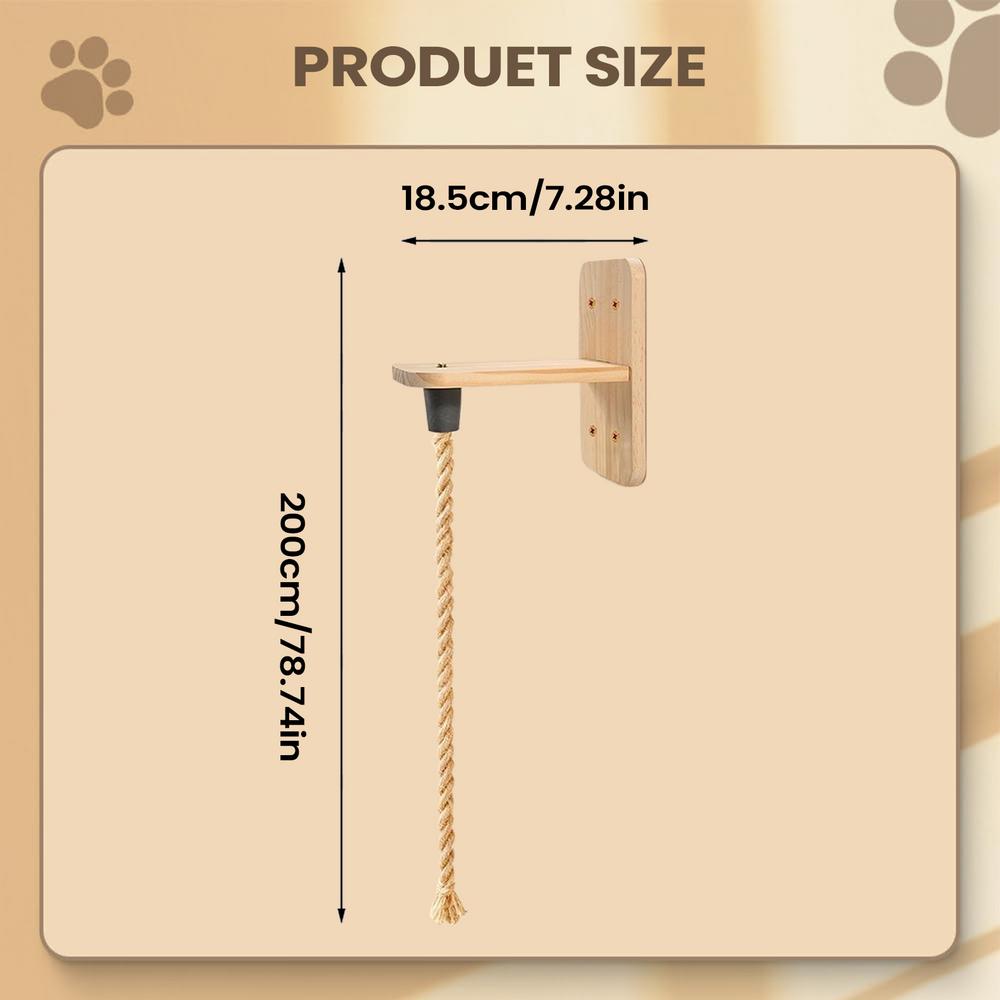 Katzenkletterseil mit Sprungbrett 2m Interaktives Spielzeug Wandmontiertes Seil Katzenregale für Kätzchen zum Spielen Kratzen Ausruhen