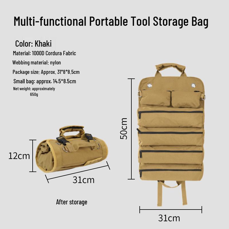 Portable Multi-functional Camping Tool Bag - Foldable Survival Tent Peg Storage Bag