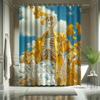 Fantasy Skeleton Bath Curtain, Whimsical Art, 12 Hooks, Water-Resistant, Fashion Outfit Design, Modern Bath Decor