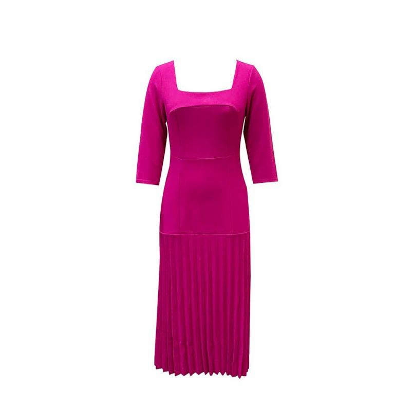 Women's new hip-wrapped pleated solid color fashionable large-size dress