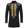 Men's  Winter Luxury  Print Long Sleeve Dashiki Shirt Top Blouse