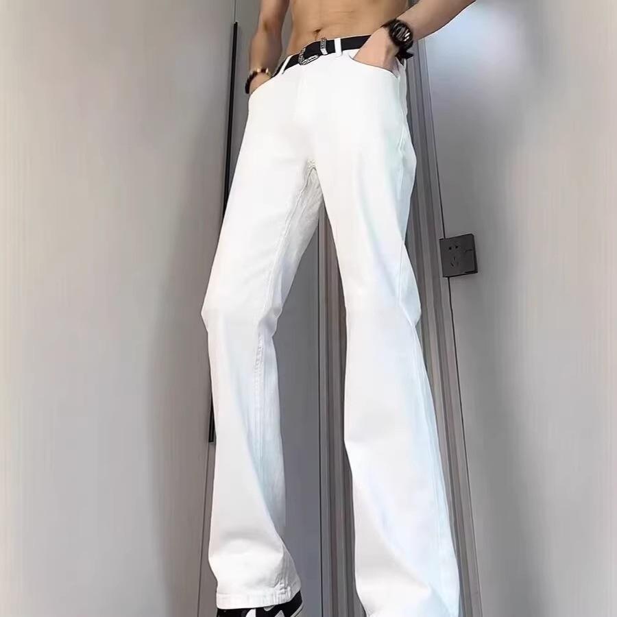 White jeans men's summer thin loose straight American vibe pants casual versatile drape long pants tide