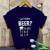 Damenmode Lustiges Will ich Bier Buchstaben Print T-Shirt Sommer Unisex Locker Lässig Übergröße Grafik T-Shirt Tops