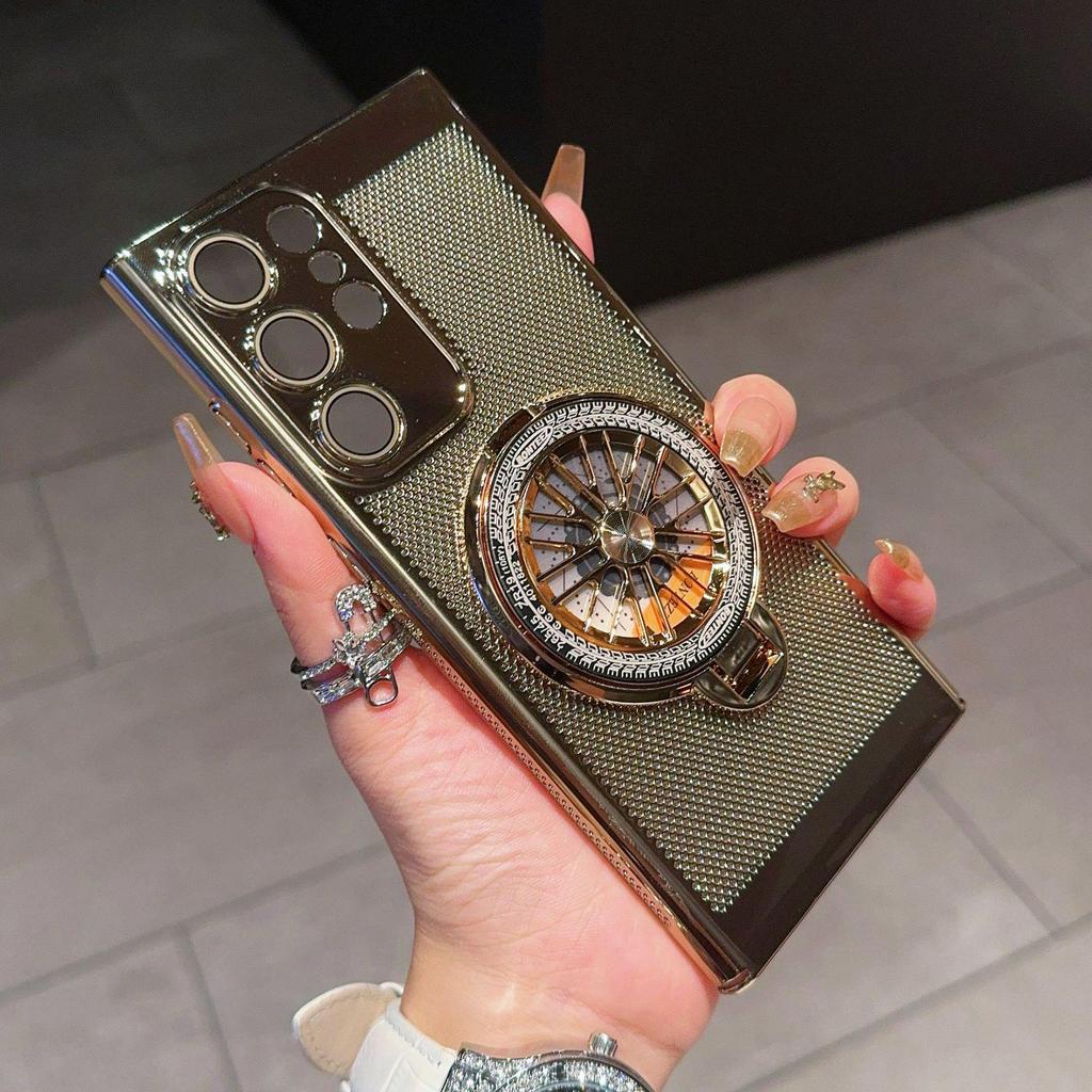 Funda para teléfono Samsung S25 Ultra con soporte giroscópico, malla de disipación de calor y protector de lente S24P