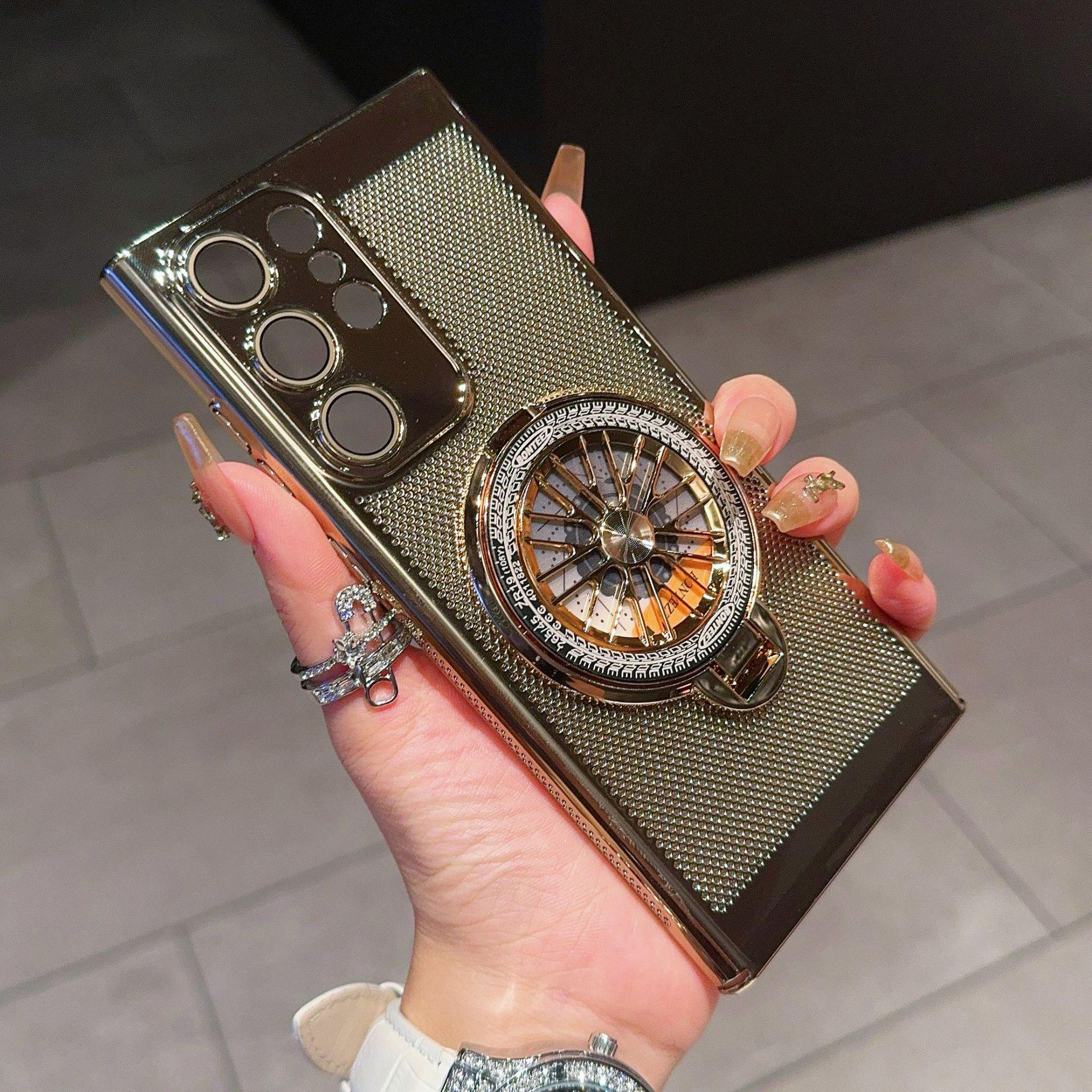 

Чехол-подставка с гироскопом Samsung S25 Ultra с сеткой для отвода тепла и защитной пленкой для объектива S24P S22Ultra золотой