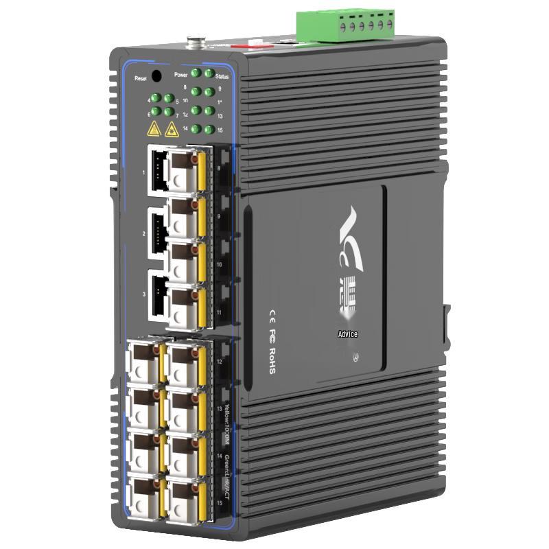 Huigu Industrial DIN Rail Fiber Optic Media Converter Switch
