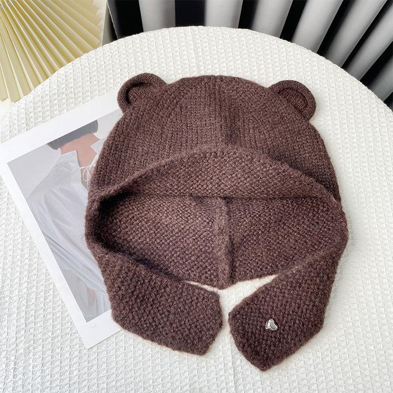 

Knitted Woolen Hat for Women with Large Head Circumference Versatile and Face Friendly Small Lei Feng Hat Warm and Ear Protecting Hat Trendy M（56-58cm）