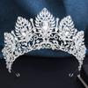 Royal Queen Opal Green Crown Big Diadem Bride Crowns for Women Tiaras Wedding Party Bridal Crown Hair Dress Jewelry Accessori