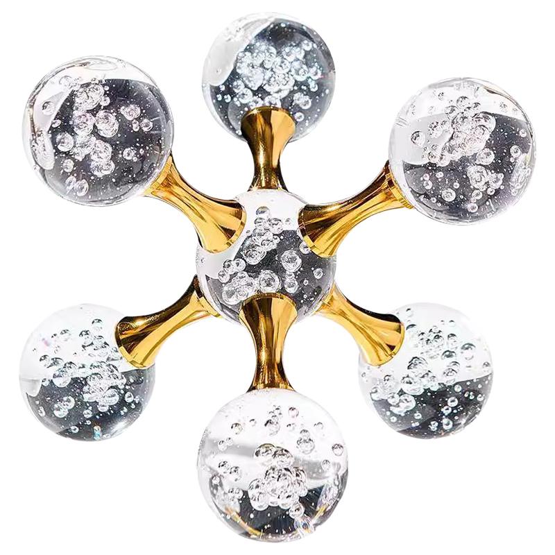 Modern Geometric Luxury Minimalist Molecular Glass Crystal Ball Ornaments Decor Home Room Table Decorative Crystal Figurines