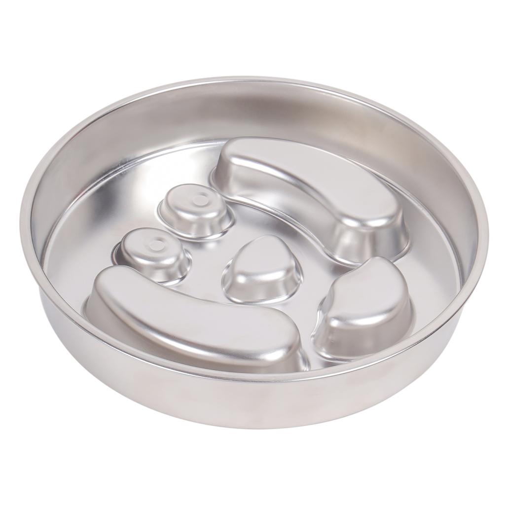 A pet bone 304 stainless steel footprint dog bowl slow food bowl large capacity feeding pet bowl non-slip bone dog meal tray med