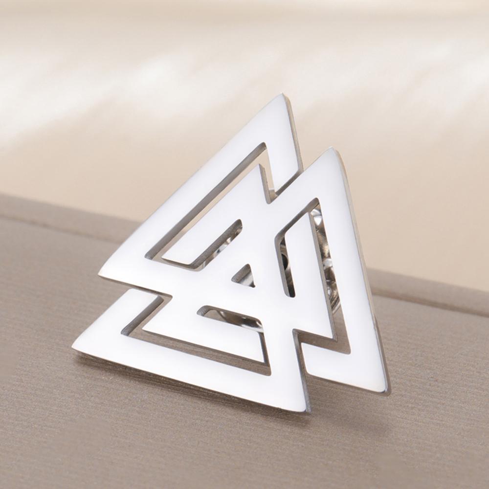 Dawapara Odin Knot Valknut Symbol Brooch Pins Nordic Scandinavian Jewelry Stainless Steel Brooch Accessories