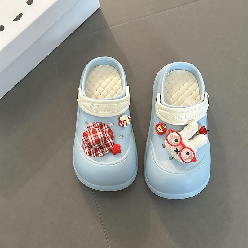 Cute Cartoon Miffy Rabbit Two Wearing Hole Shoes Women's Summer Platform with Skirt Non-slip Outer Bag Head Sandals