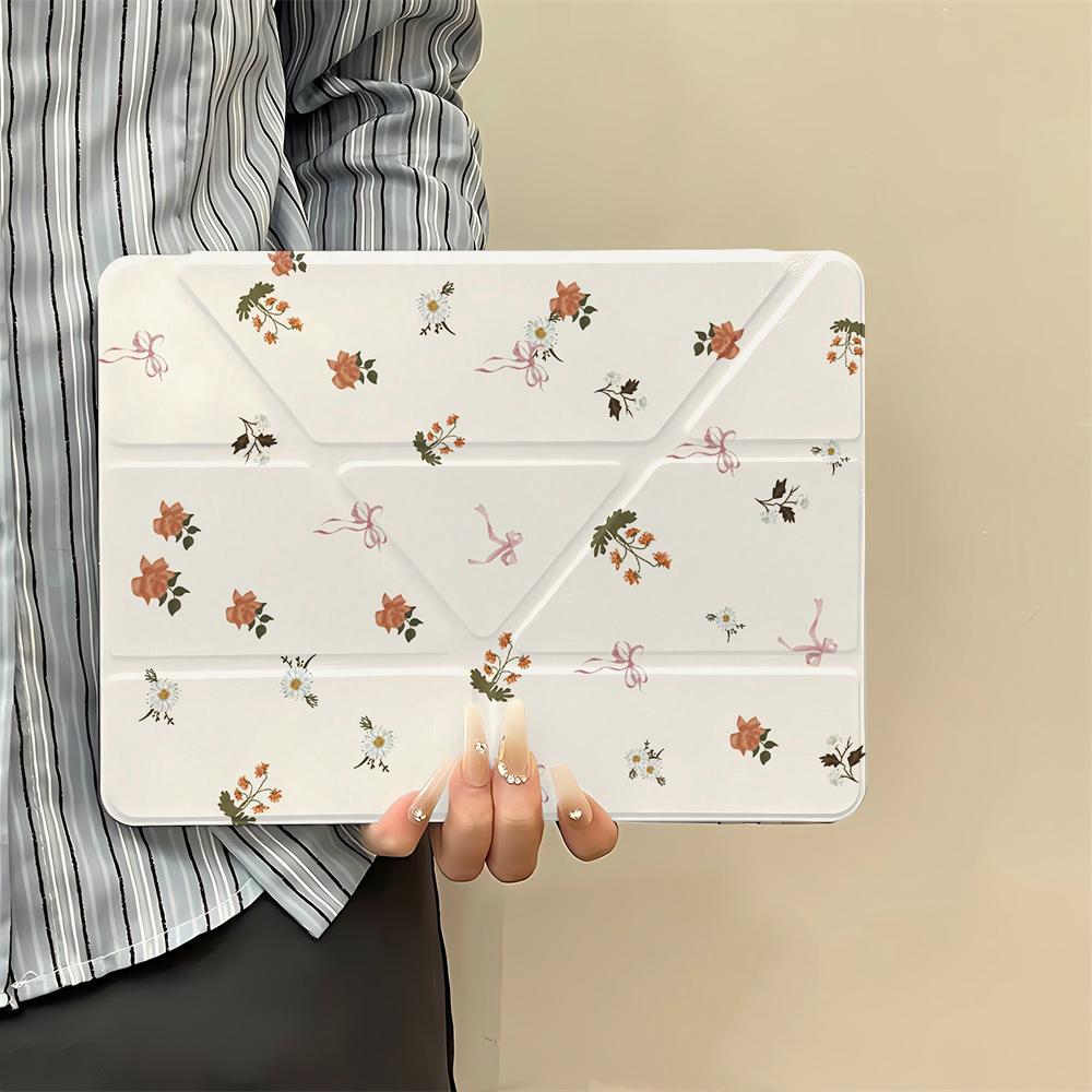 Floral Print Cartoon Case For iPad 11 10.9in 7th 8th 9th Gen 10.2 Case for iPad A16 11th Air 13 4 5 Pro 11 Case Y Fold