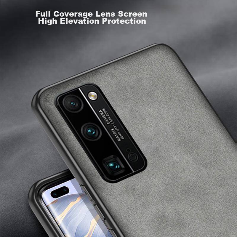 Handyhülle für Huawei P30 Pro, Vollständiger Objektivschutz, Weiche Silikonkante, Stoßfest, Ultradünn, Einfache und Stilvolle Ledertextur-Hülle, Nebelblau
