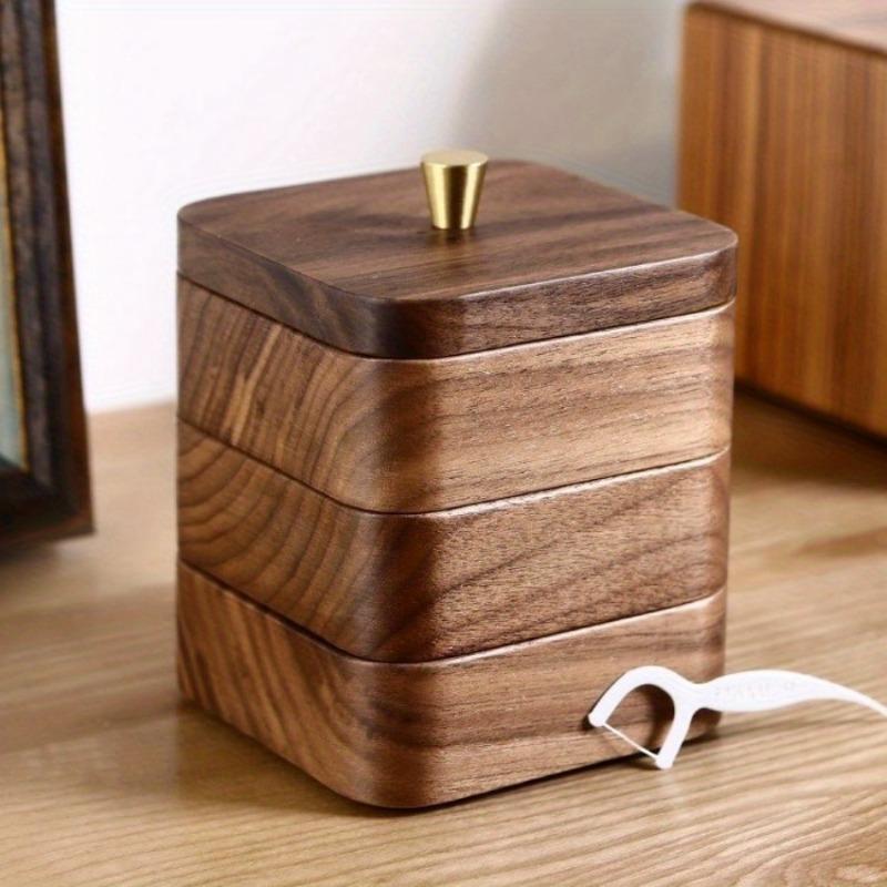 Multi-layer Black Walnut Storage Box Multi-layer Solid Wood Toothpick New Chinese Desktop Home Storage Box with Cover