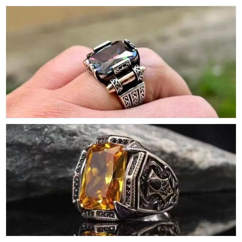 

Кольцо Carousel New Alloy Hand Jewelry в европейском и американском стиле в стиле панк-готика с рубином для мужчин 7