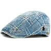 HT5047 Berets Spring Autumn Denim Cap for Men Women Retro Artist Painter Beret Hat Male Female Ivy Flat Cap Adjustable Beret Cap
