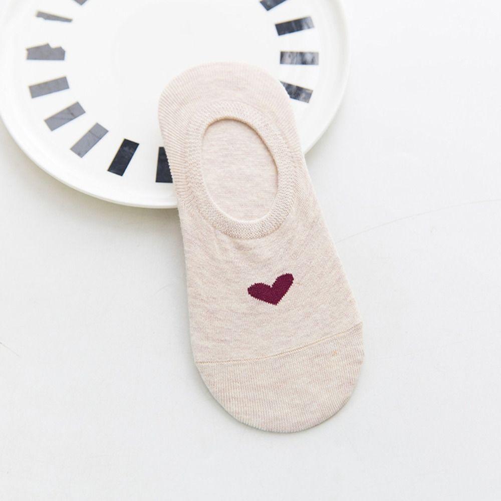 5Pairs Sweet Boat Socks Love Heart Invisible Socks Breathable Short Tube Socks  Daily