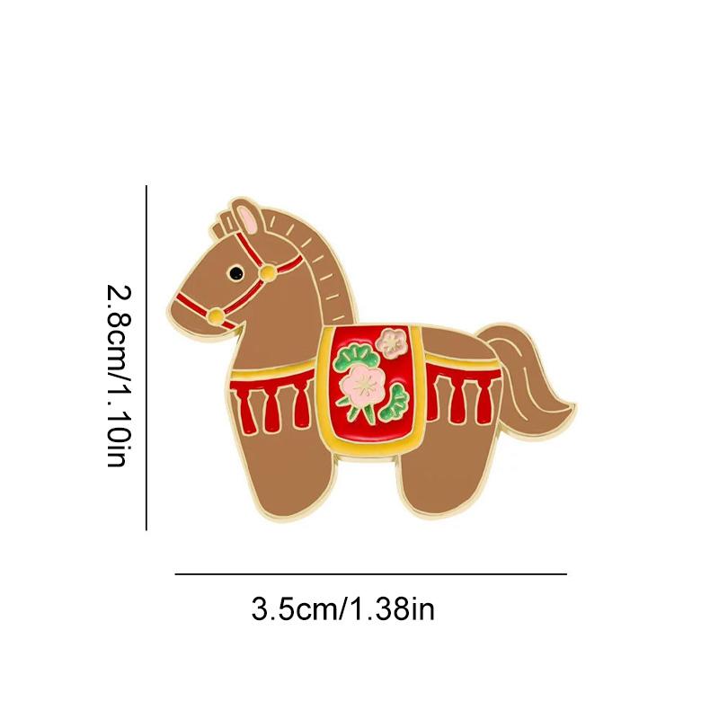 1Pc Horse Brooch New Year Gift Animal Clothing Accessories 2026 Zinc Alloy Cartoon Coforful Zodiac Emblem Sweater Pin