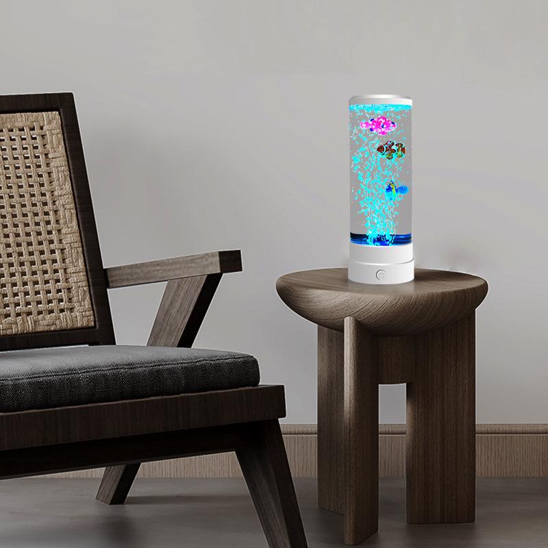 Creative LED Jellyfish Light - Cylindrical USB Plug-in with Color-Changing Atmosphere for Nighttime Illumination