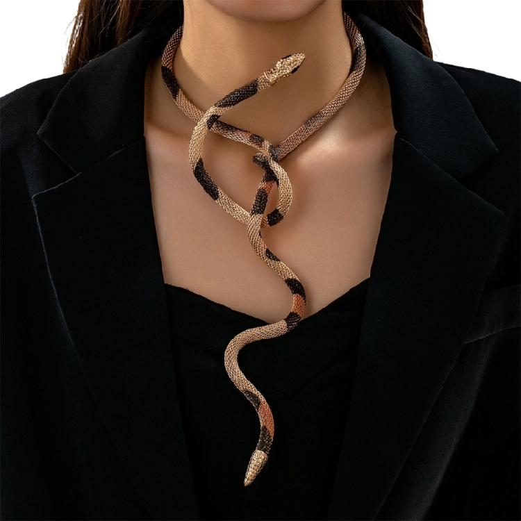 Stylish Retro Snake Necklace Multi Wear Option as Chokers Bracelet or Armband Adjustable Flexible Alloy Materials