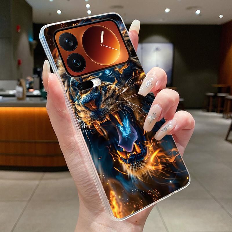 Fashion Night Owl Pattern Phone Case For Xiaomi 17 Pro Xiaomi 17 Pro Max Transparent TPU Soft Cover Shockproof Couple Shell
