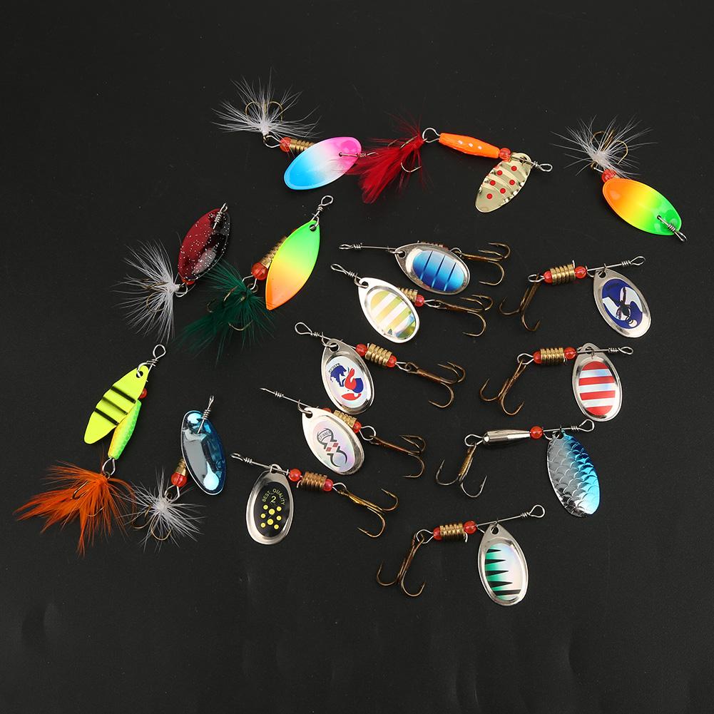 16pcs Sequins Fishing Lure Kit 3.5g 5.5g Artificial Bait with Treble Hook Fishing Accessory