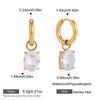 Stainless Steel Earrings Gold Plated Small Hoop with Round Pear Cut Zirconia Dangle Minimalist Elegant Earrings for Women