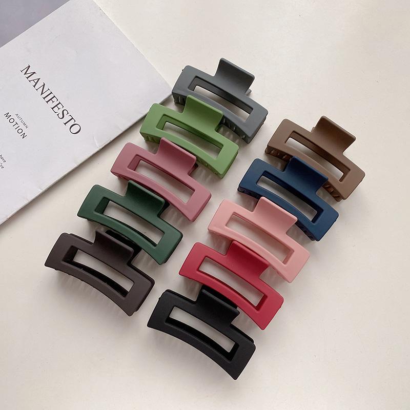 8.7cm Square Rectangle Simple Multi Colors Hair Claw Clips Middle Matte Hair Claw for Woman Girls