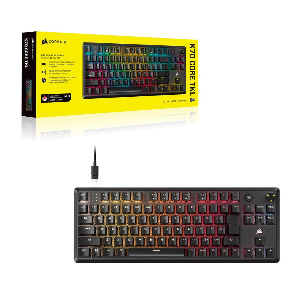 CORSAIR K70 CORE TKL MLX RED Switch Gaming Japanese Layout Black Keyboard, —