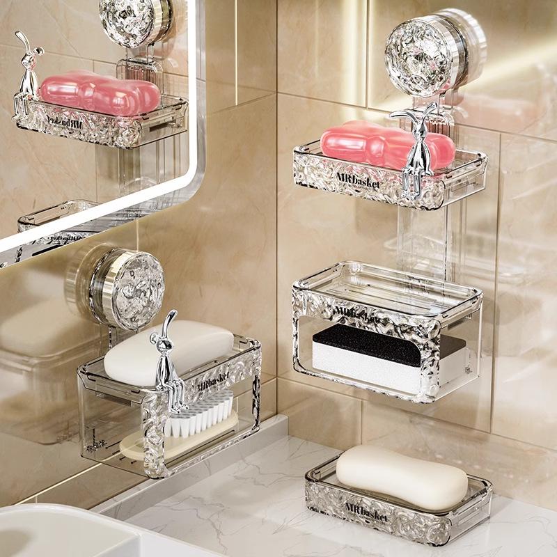 High-End Wall-Mounted Soap Dish with Strong Suction and Drainage