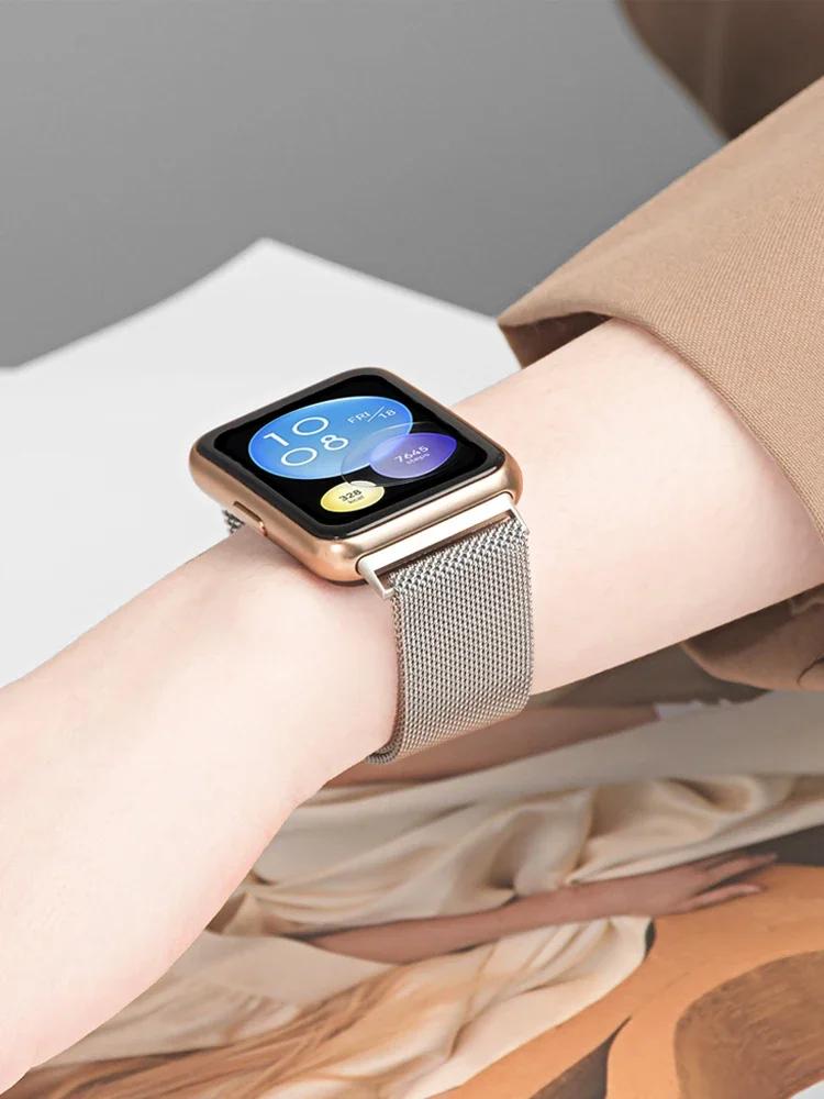 Edelstahlarmband für Huawei Watch FIT 2 Armband smart Magnetisches Uhrenarmband Mailänder Schleife Armband Huawei Watch fit Zubehör